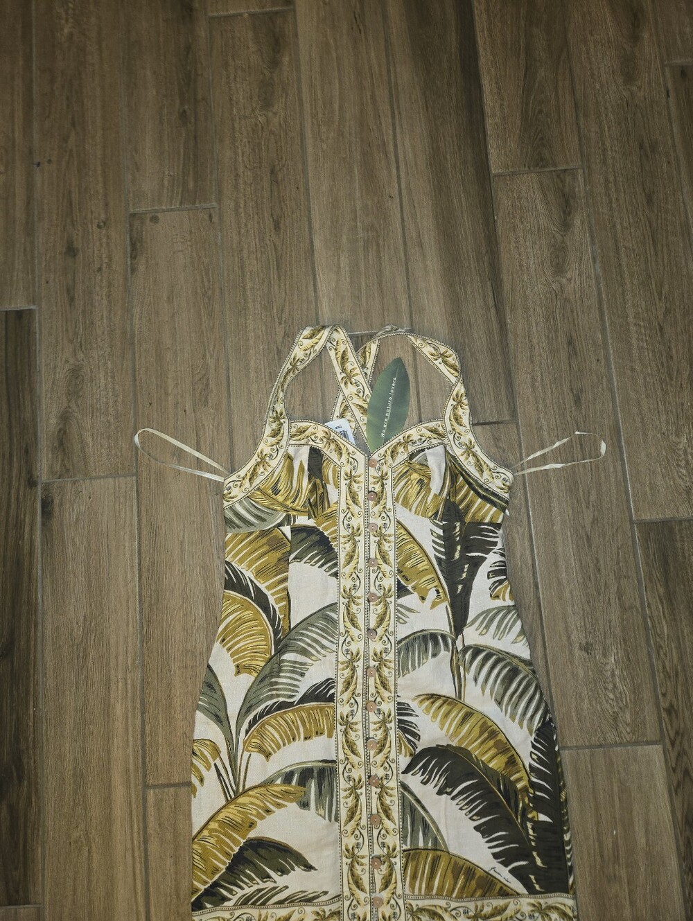 FARM Rio White Dress with Yellow, Olive and Brown Palm Print - Picture 11 of 14